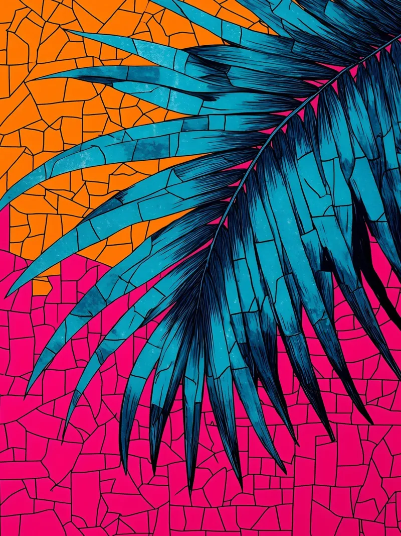 Palm Leaf- Pop Art canvas with Floater frame by ColorCrash Gallery