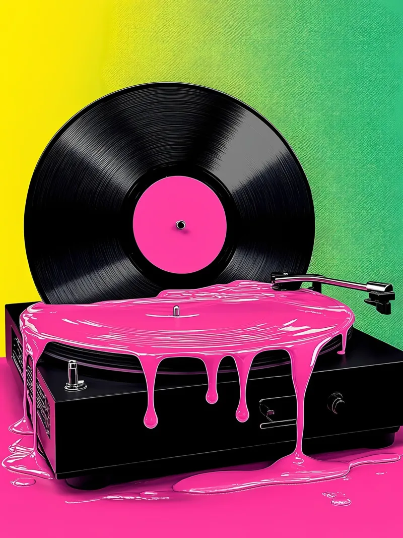 Lettore di dischi in vinile Pop Art pellicola backlit da ColorCrash Gallery