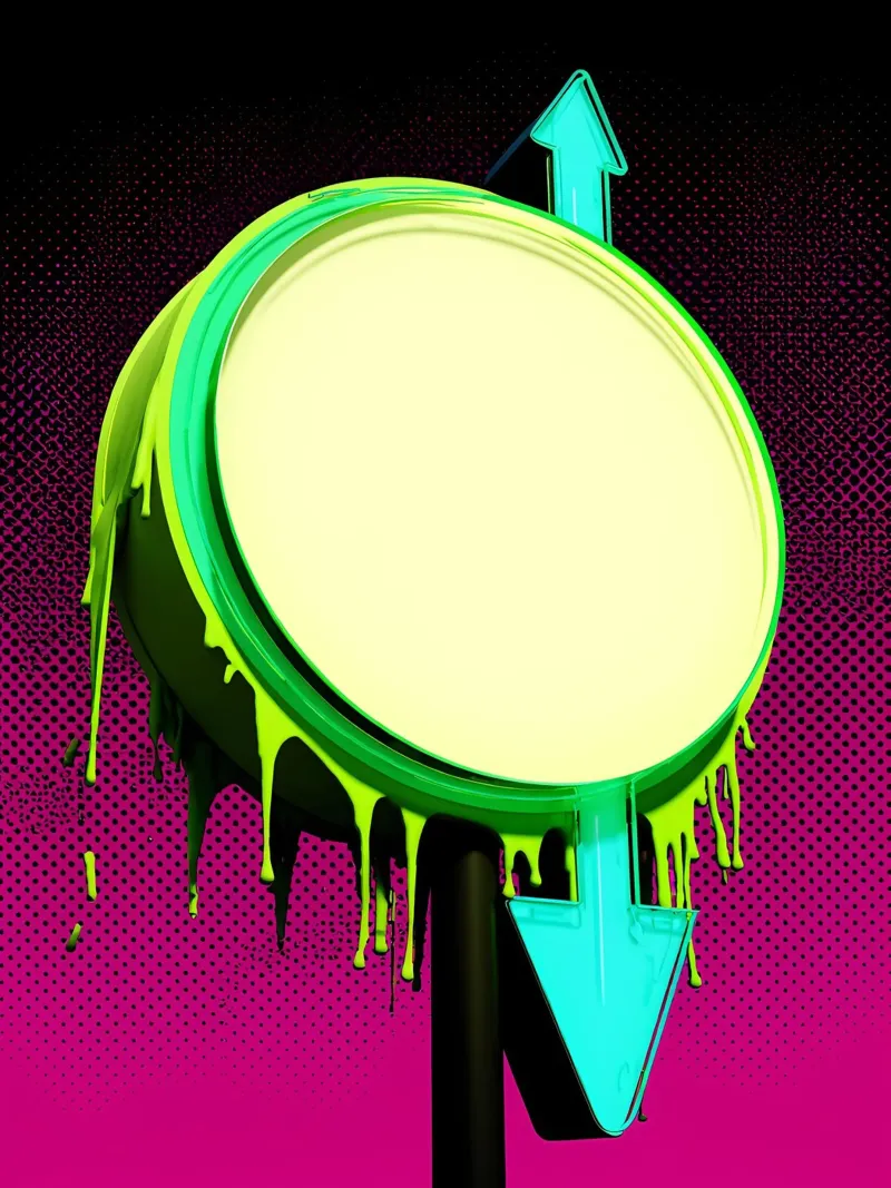 Up And Down Schild - Pop Art Leinwand mit Schattenfugenrahmen von ColorCrash Gallery