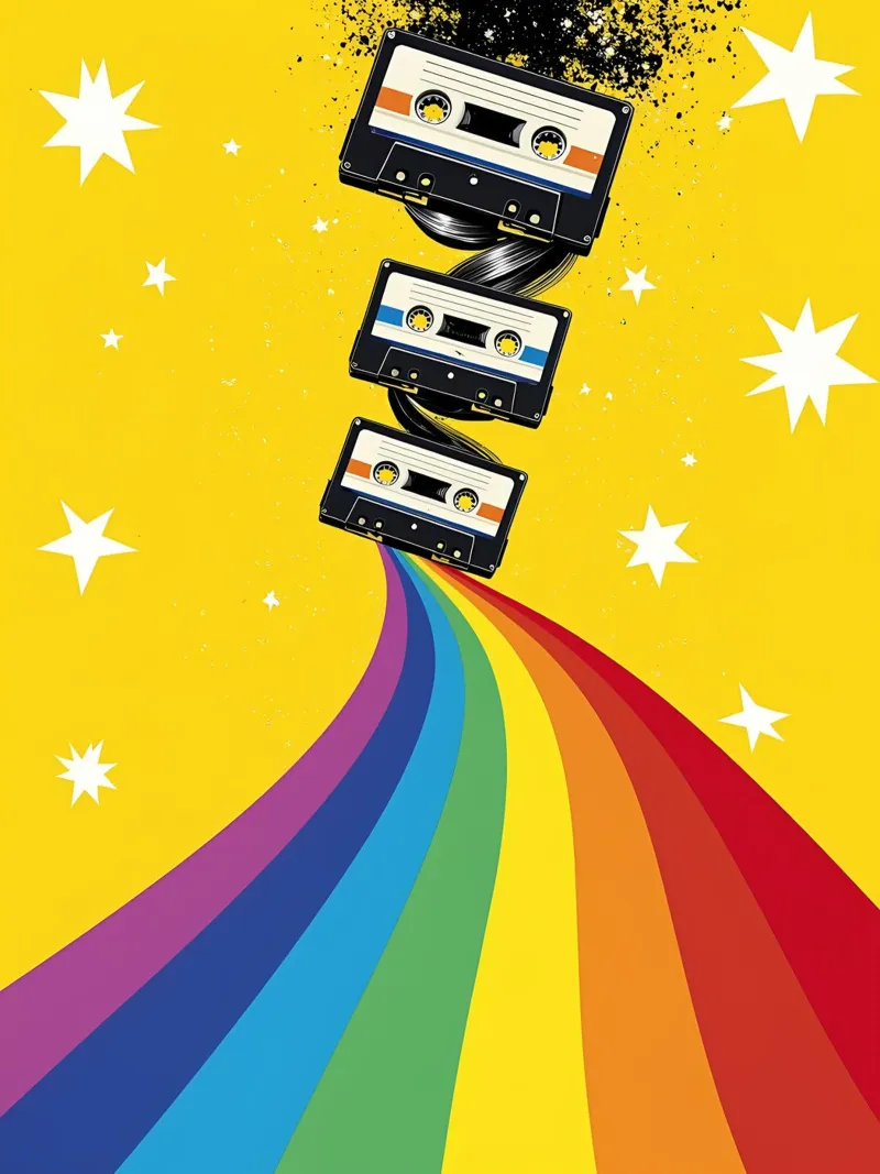 Cassetta arcobaleno - Pop Art pellicola backlit da ColorCrash Gallery