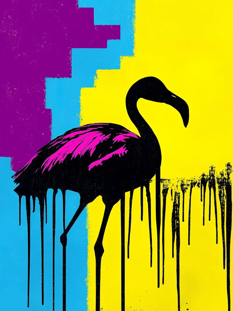 Flamingo Dripping - Pop Art metacrilato de ColorCrash Gallery