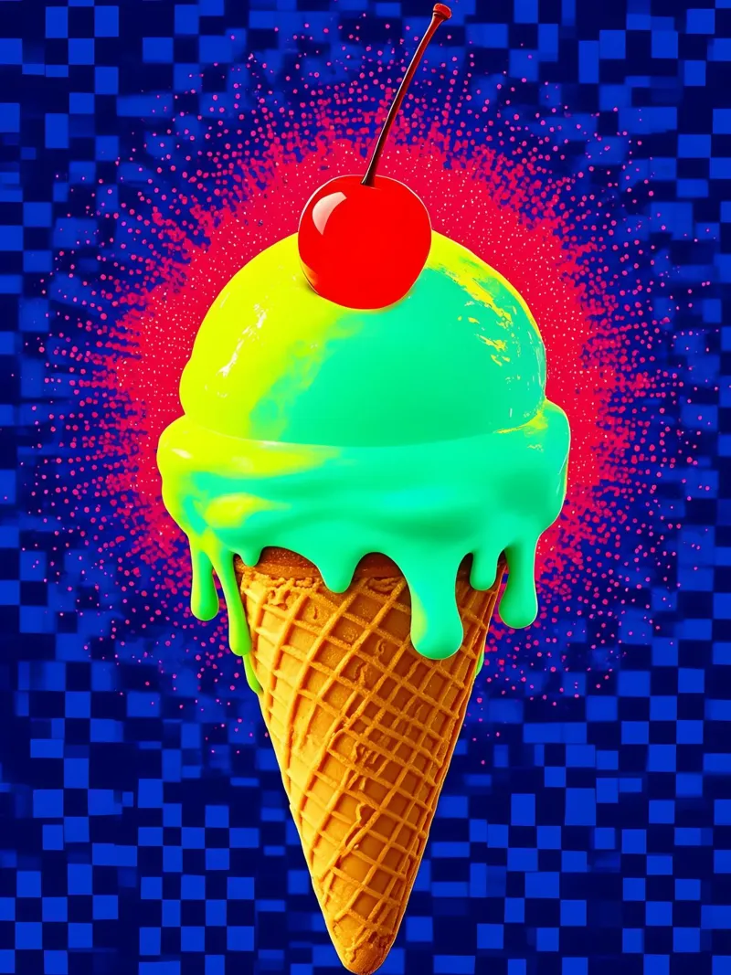 Ice Cream Cone - Pop Art canvas with Floater frame by ColorCrash Gallery