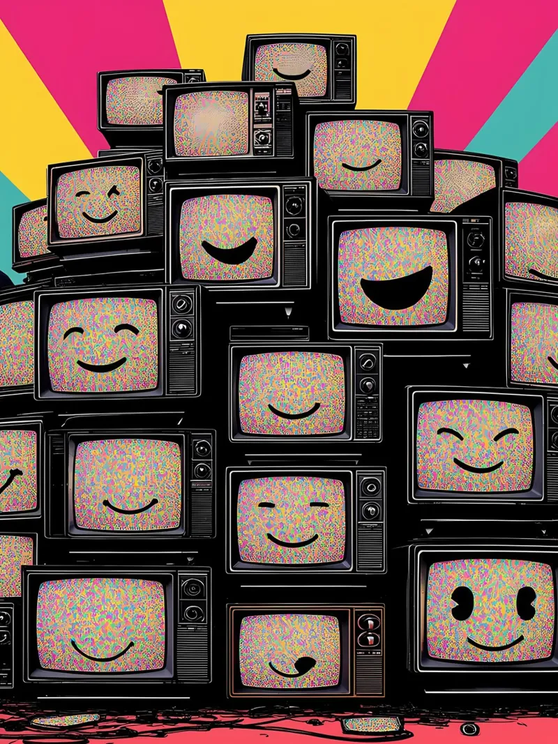 Stack Of Old Tv's - Pop Art canvas with Floater frame by ColorCrash Gallery
