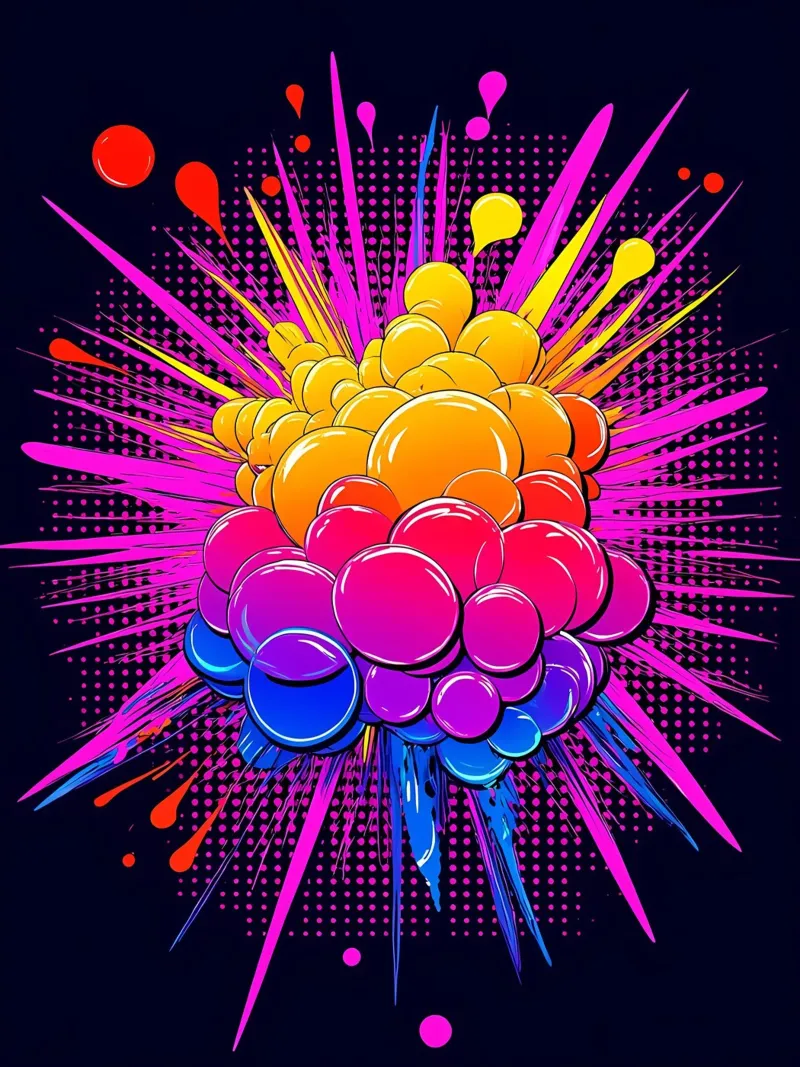 Scoppio di bolle - Pop Art alluminio dibond da ColorCrash Gallery