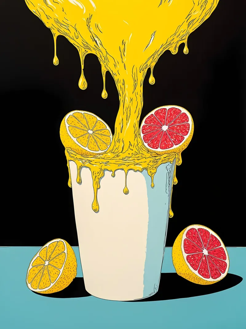 Zitronensaft - Pop Art Hahnemühle von ColorCrash Gallery