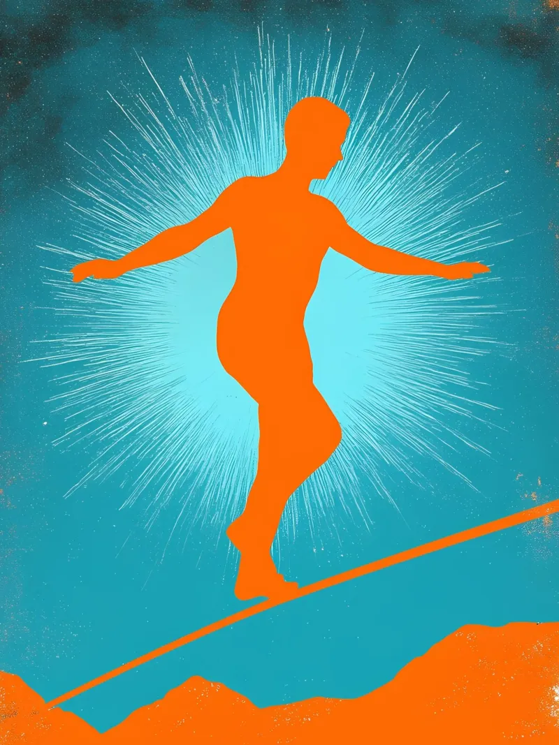 Persona in equilibrio su una corda - Pop Art pellicola backlit da ColorCrash Gallery