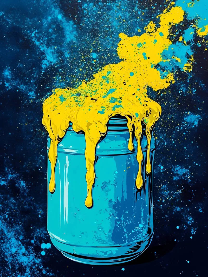 Vaso riempito con esplosione di colori - Pop Art pellicola backlit da ColorCrash Gallery