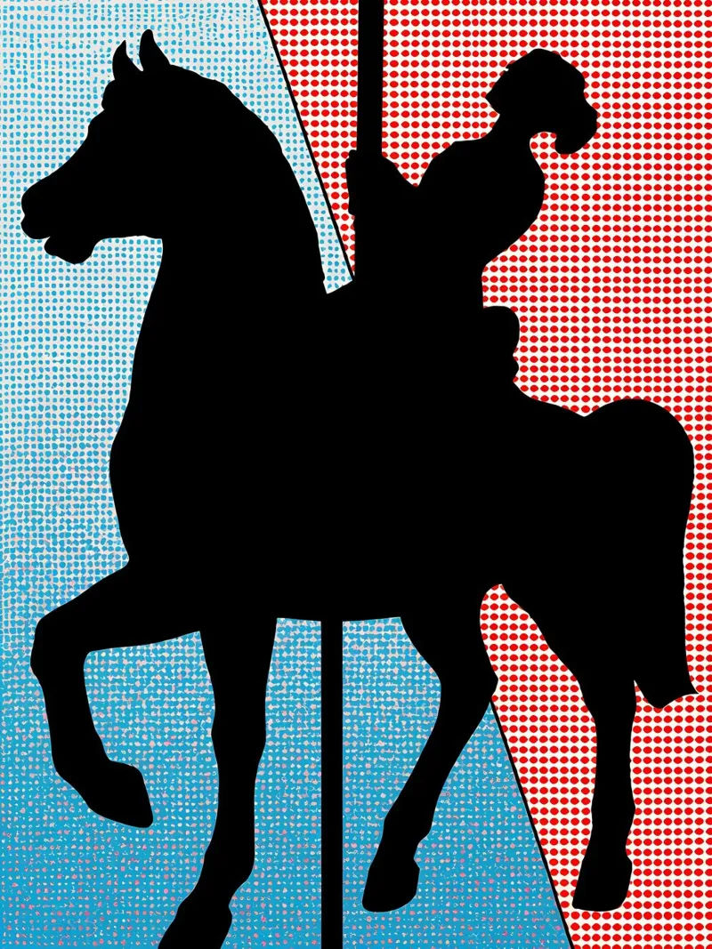 Cavaliere a cavallo - Pop Art poster con telaio in plastica da ColorCrash Gallery