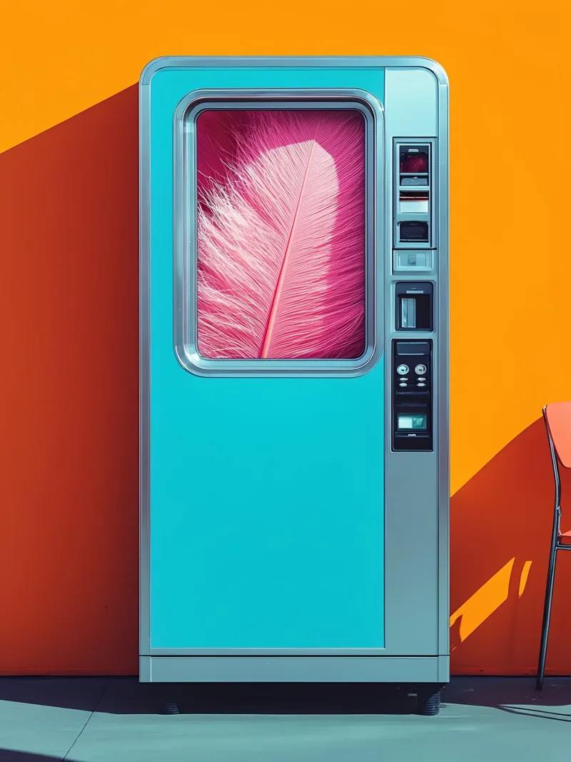 Piuma nel distributore automatico - Pop Art pellicola backlit da ColorCrash Gallery