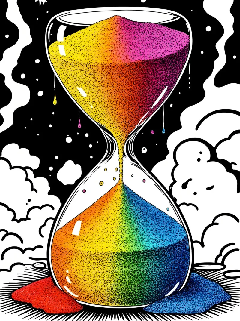 Clessidra di sabbia colorata - Pop Art pellicola backlit da ColorCrash Gallery