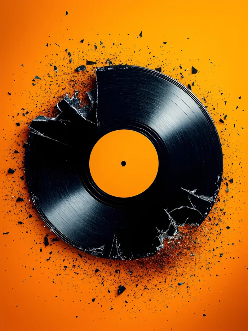 Disco in vinile rotto - Pop Art pellicola backlit da ColorCrash Gallery