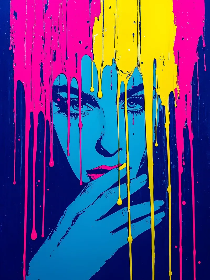 Donna dai colori sgocciolanti - Pop Art carta hahnemühle da ColorCrash Gallery