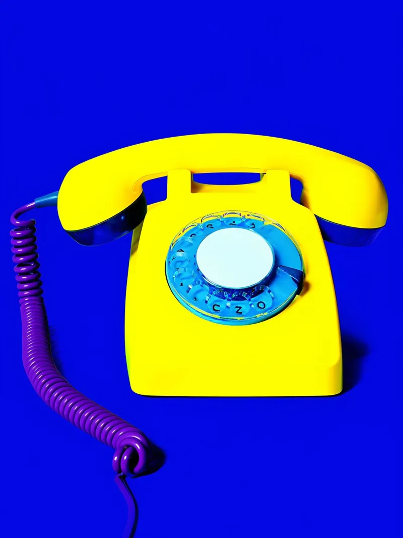 Telefono rotante - Pop Art poster con telaio in alluminio da ColorCrash Gallery