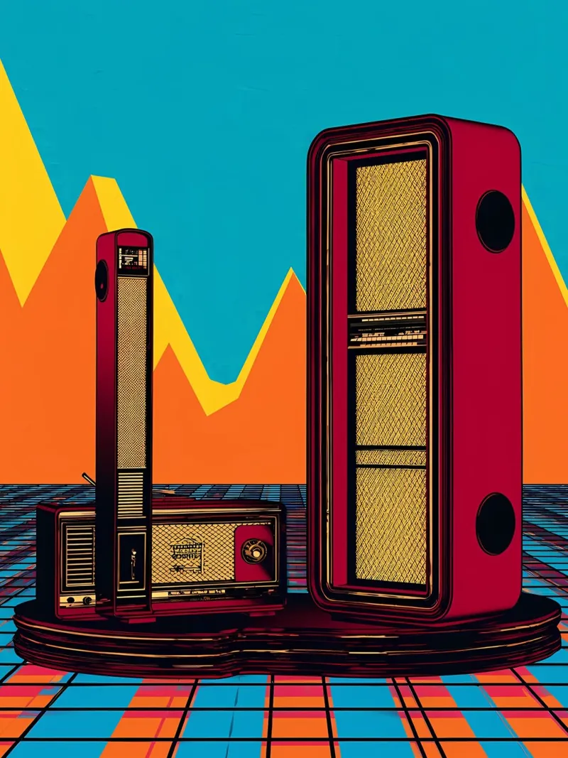 Sistema musicale retrò - Pop Art alluminio dibond da ColorCrash Gallery