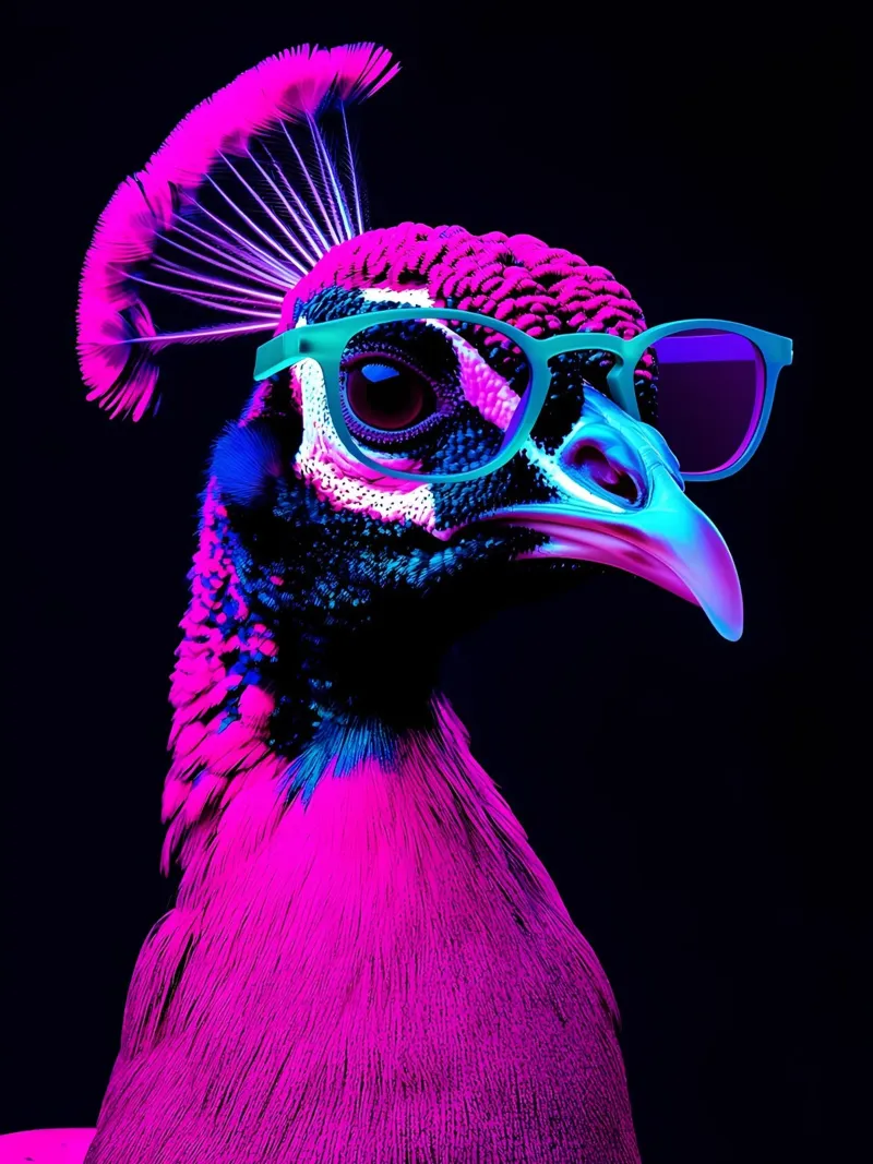 Pavone in occhiali - Pop Art pellicola backlit da ColorCrash Gallery