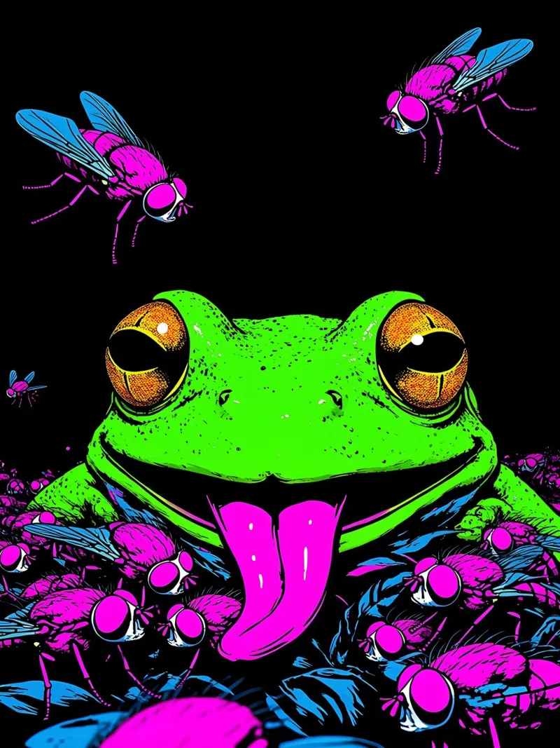 Rane e mosche - Pop Art alluminio dibond da ColorCrash Gallery