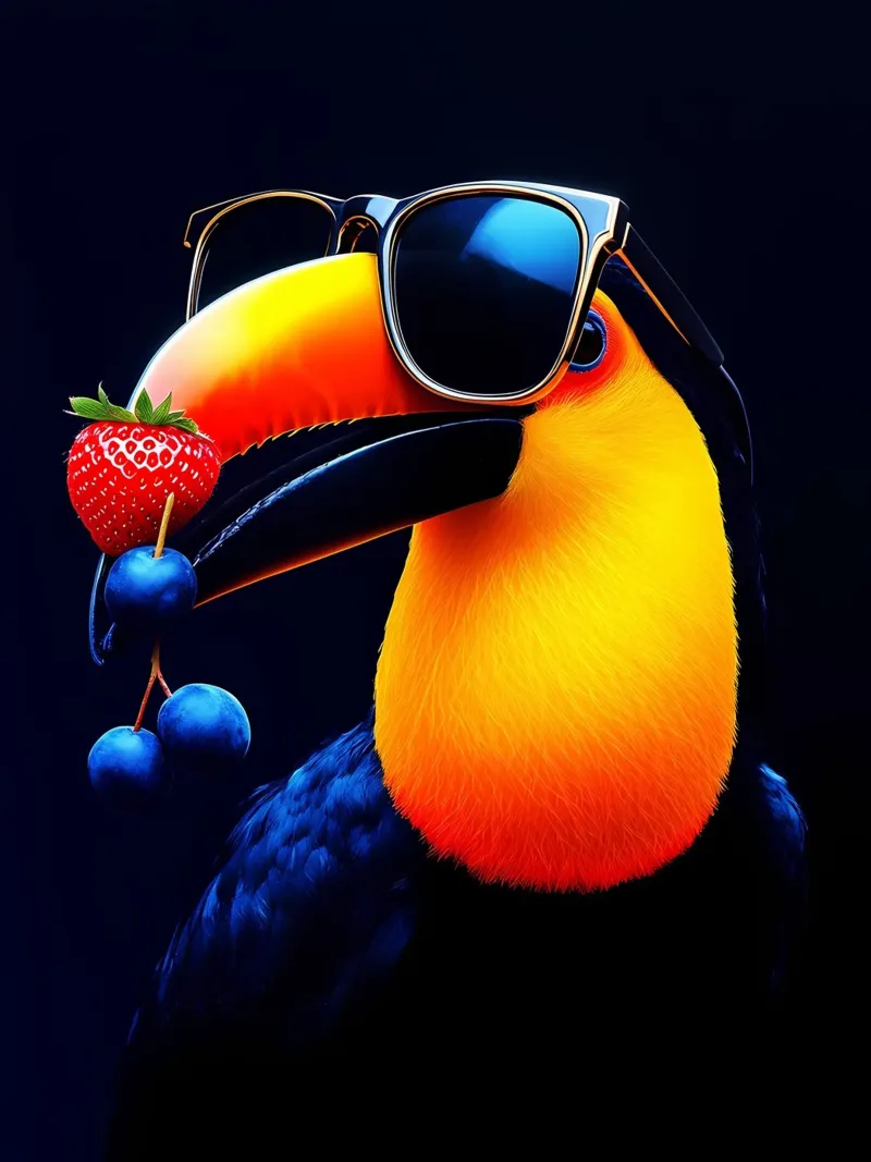 Tucano in occhiali - Pop Art plexiglass da ColorCrash Gallery