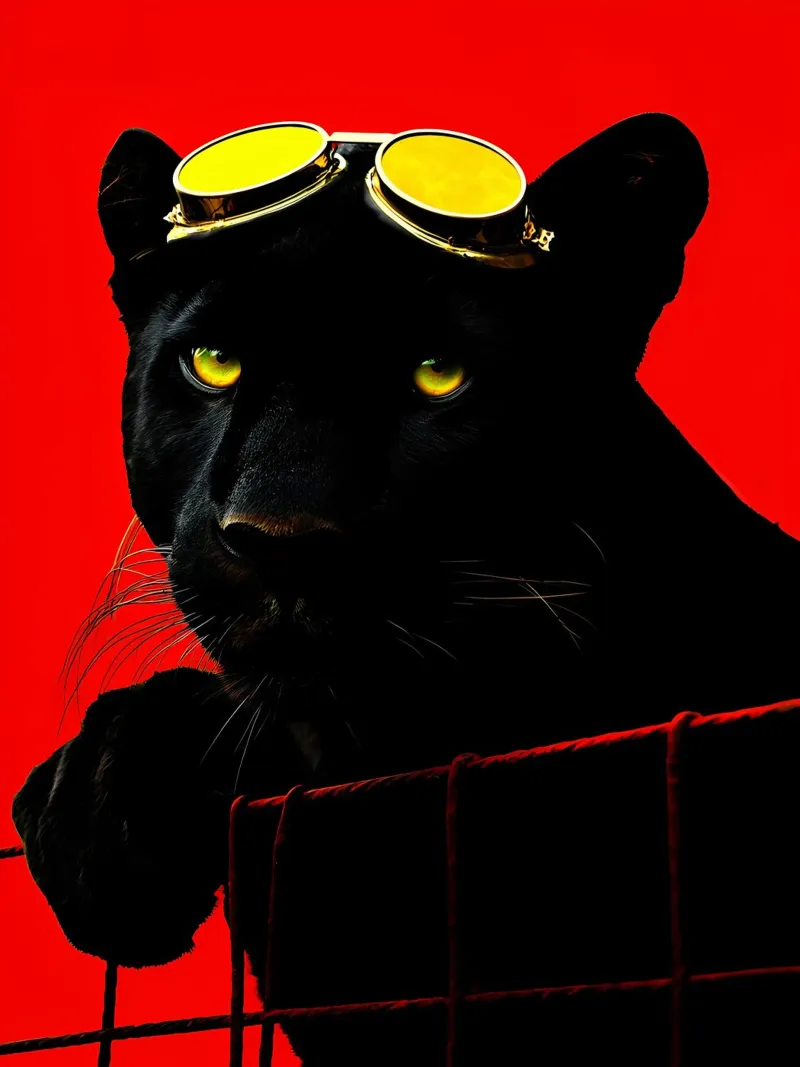 Pantera con gli occhiali - Pop Art pellicola backlit da ColorCrash Gallery