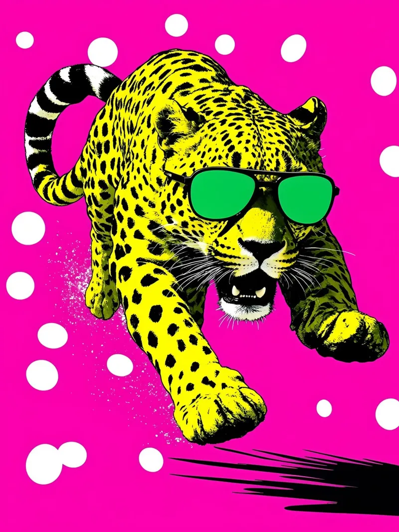 Leopard In Frame - Pop Art canvas van ColorCrash Gallery