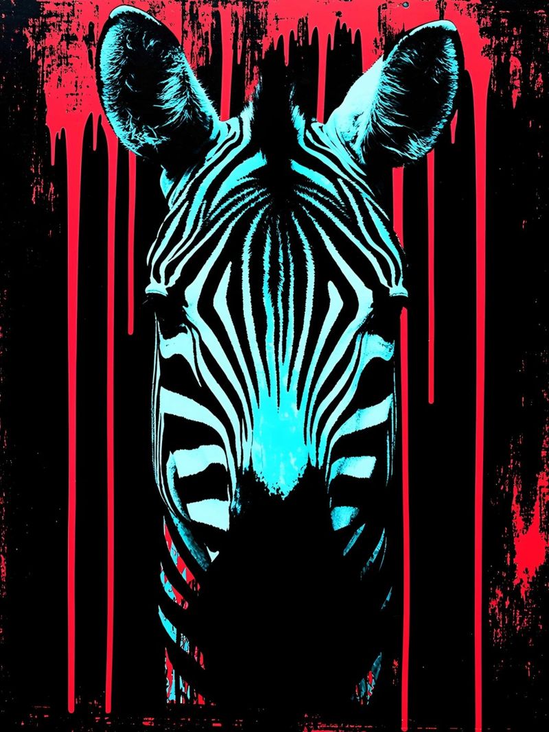 Zebra in cornice - Pop Art pellicola backlit da ColorCrash Gallery