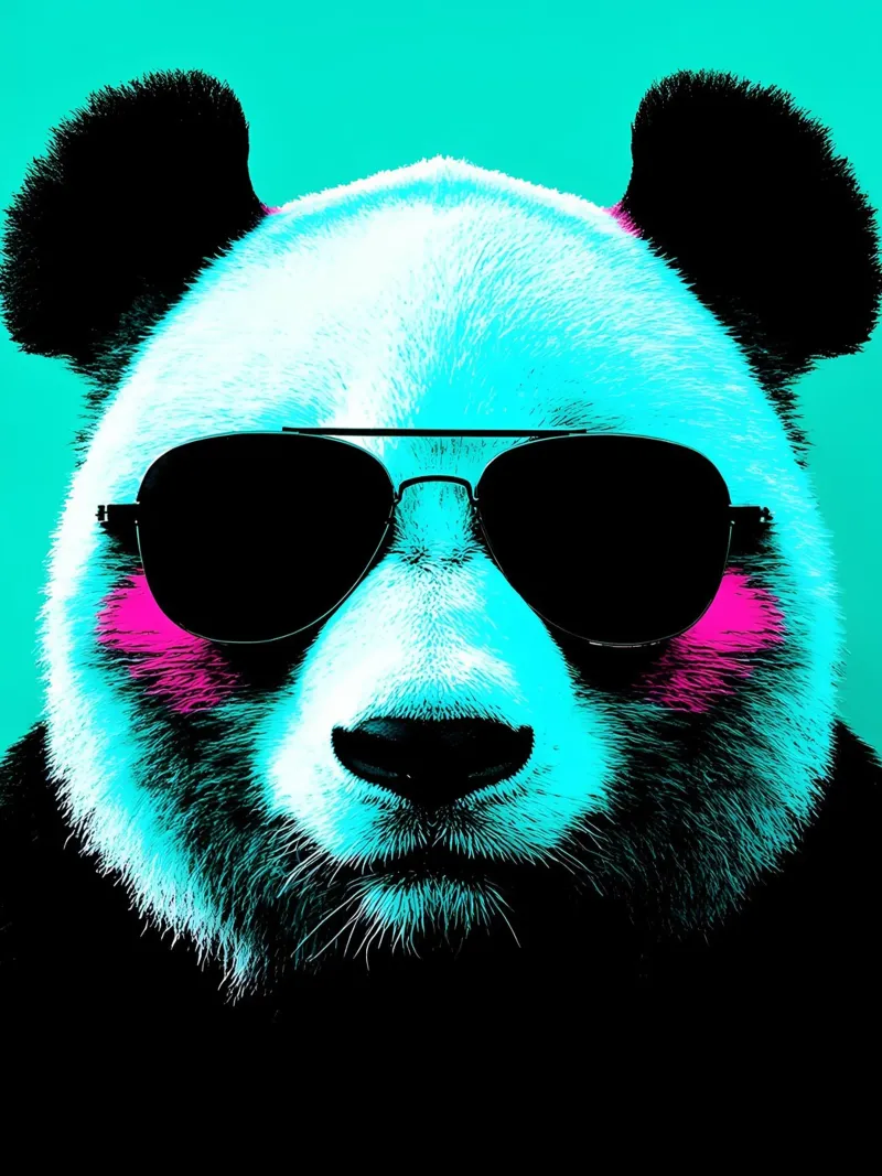 Panda in occhiali - Pop Art pellicola backlit da ColorCrash Gallery