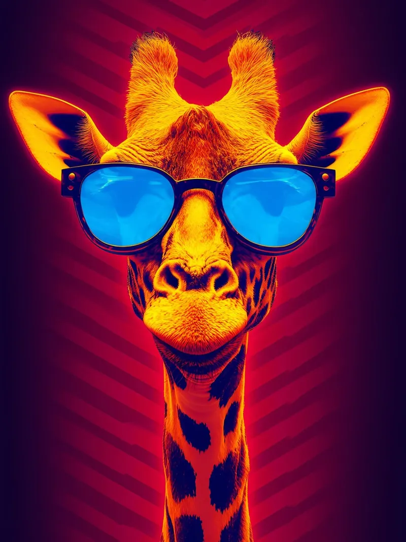 Giraffa in occhiali - Pop Art pellicola backlit da ColorCrash Gallery