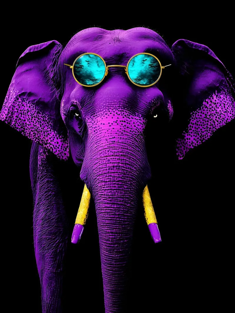 Elefante in occhiali - Pop Art pellicola backlit da ColorCrash Gallery