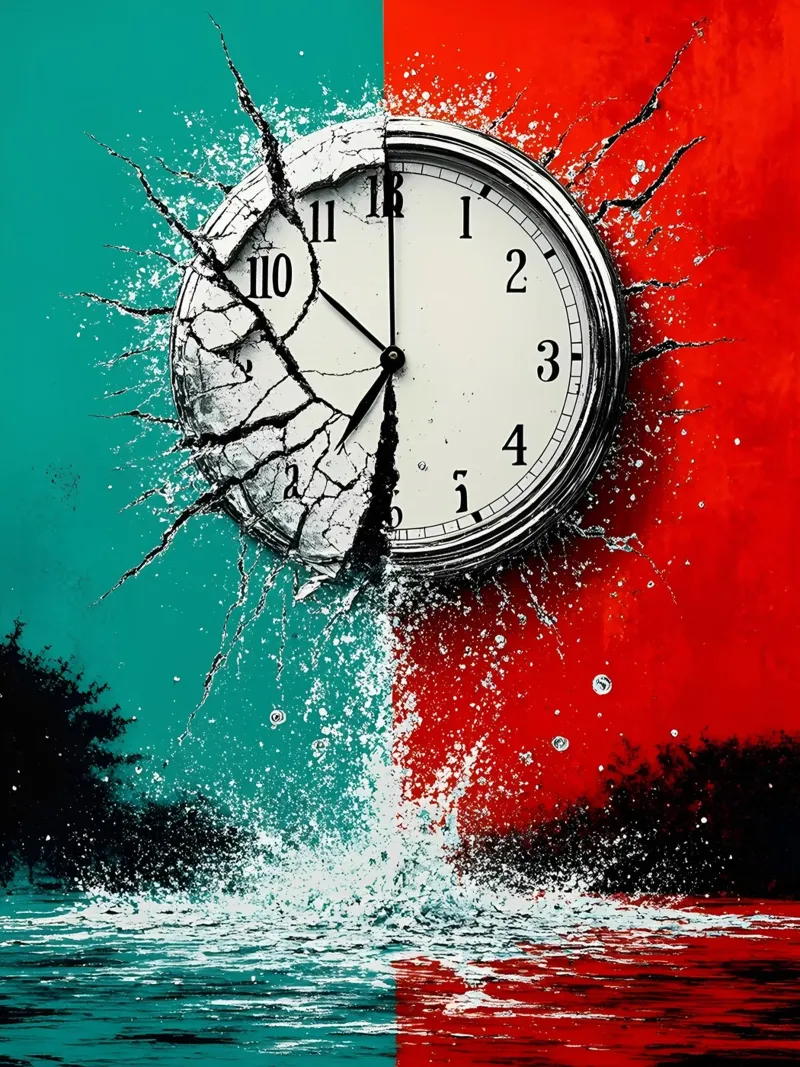 Acqua dall'orologio in frantumi - Pop Art pellicola backlit da ColorCrash Gallery