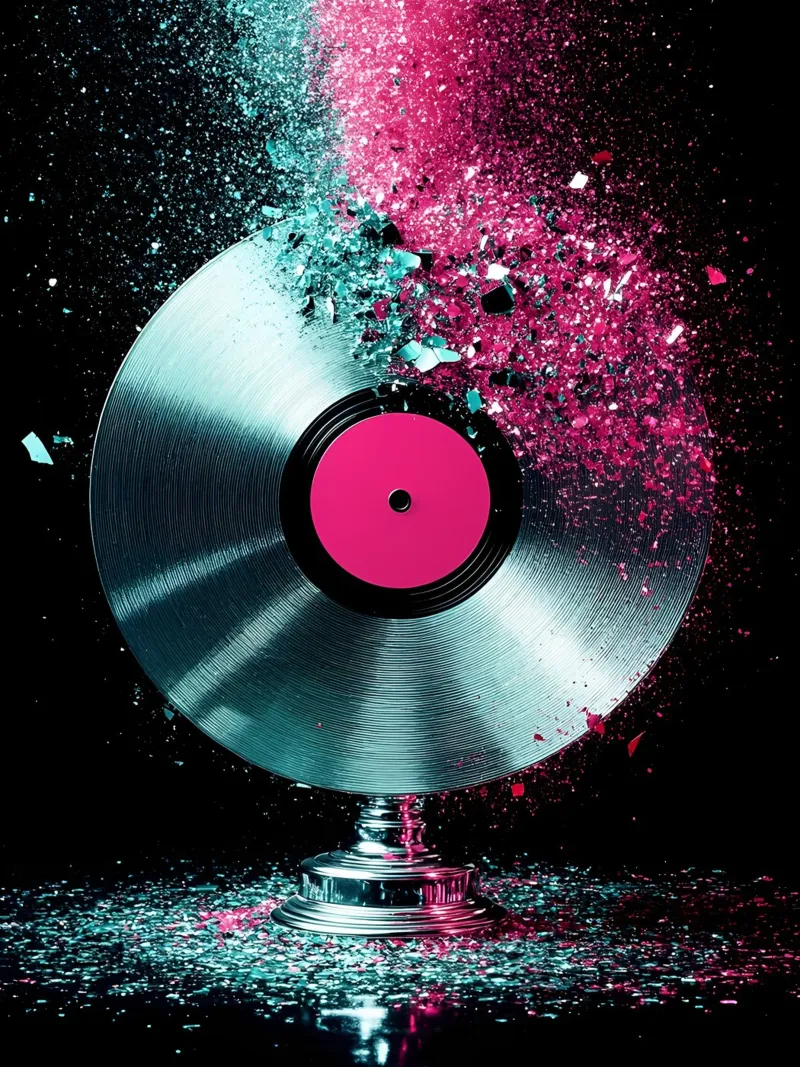 Disco in vinile che si frantuma - Pop Art pellicola backlit da ColorCrash Gallery