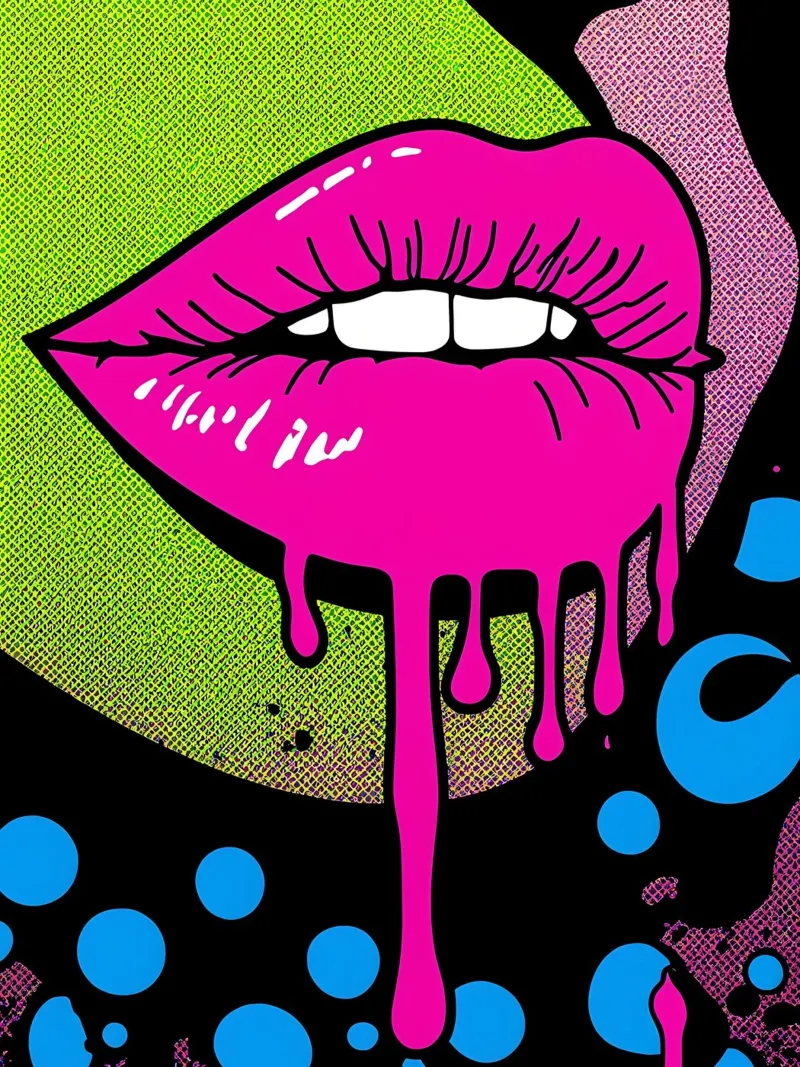 Labbra gocciolanti - Pop Art poster con telaio in plastica da ColorCrash Gallery