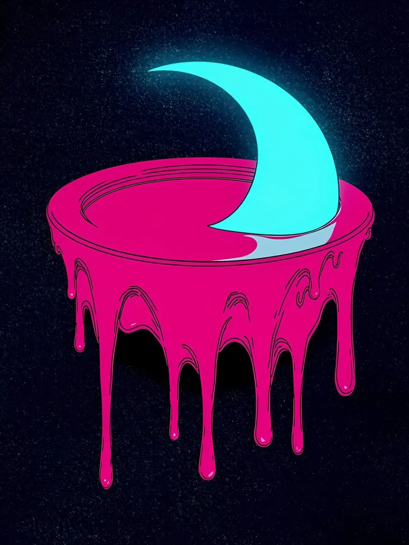 Luna che si scioglie - Pop Art pellicola backlit da ColorCrash Gallery