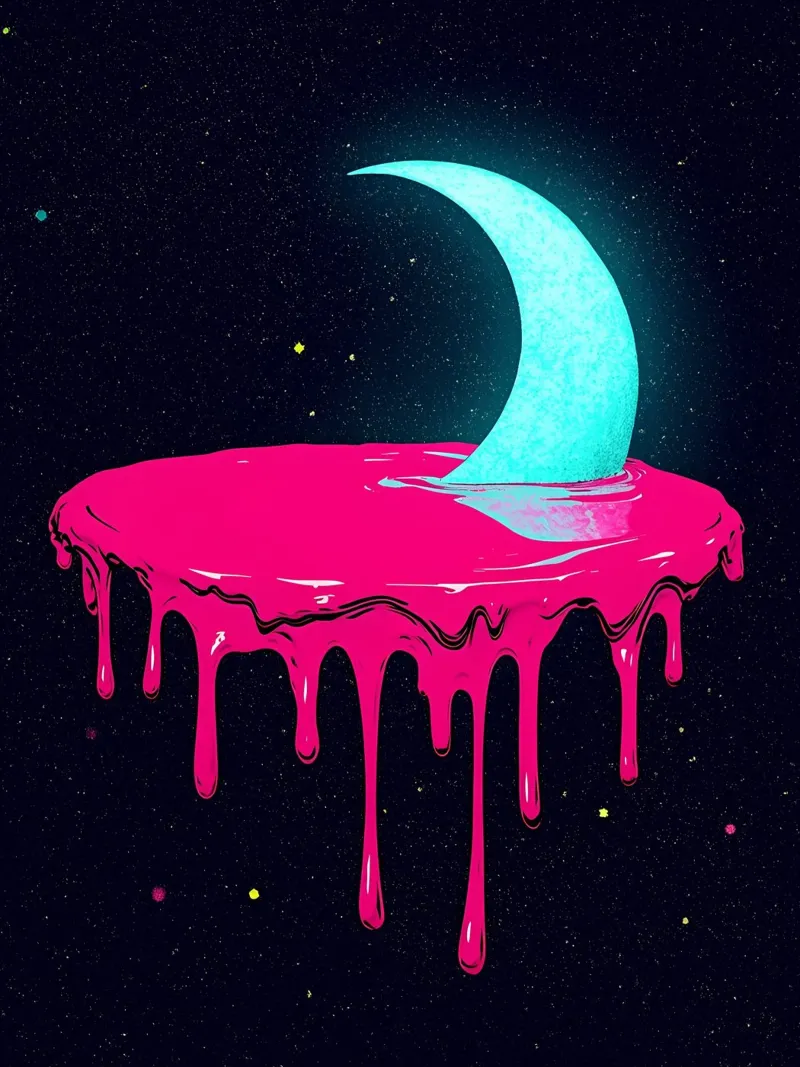 Luna che si scioglie - Pop Art poster con telaio in plastica da ColorCrash Gallery