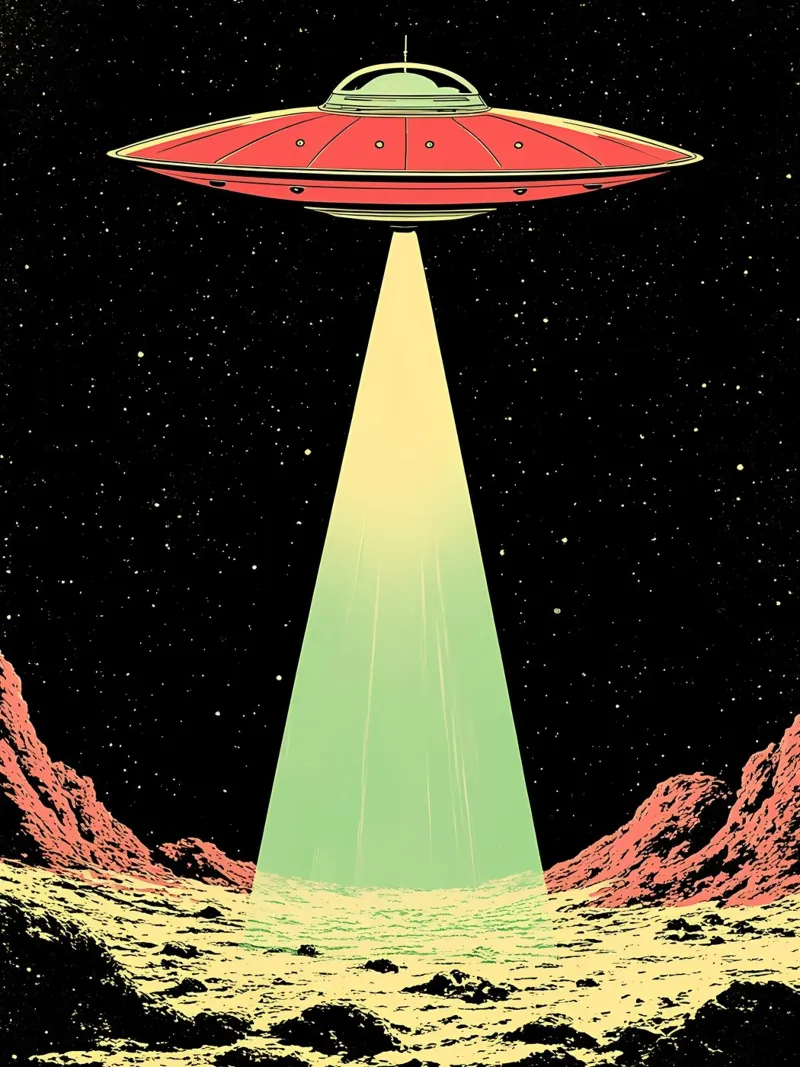 UFO im Weltraum - Pop Art Hahnemühle von ColorCrash Gallery