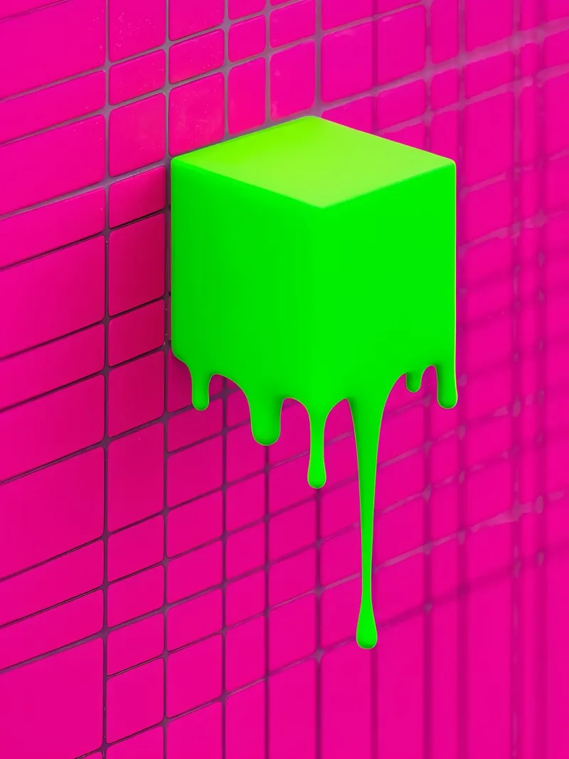 Cubo al neon gocciolante - Pop Art plexiglass da ColorCrash Gallery