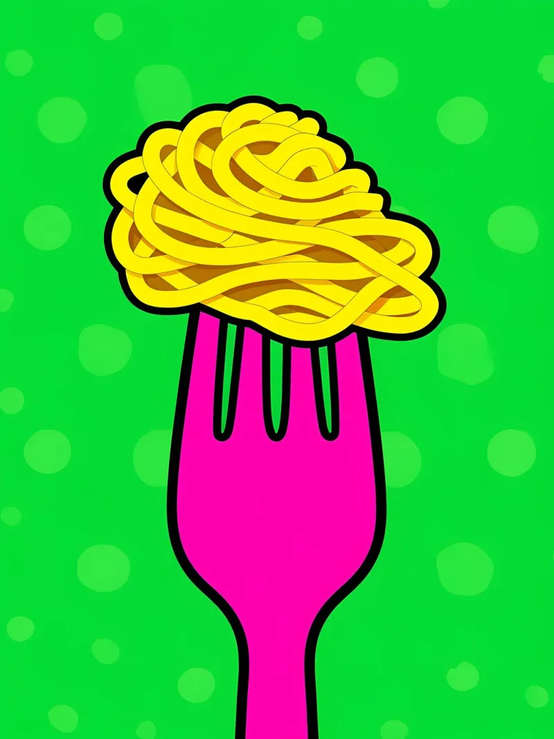 Spaghetti sulla forchetta - Pop Art pellicola backlit da ColorCrash Gallery