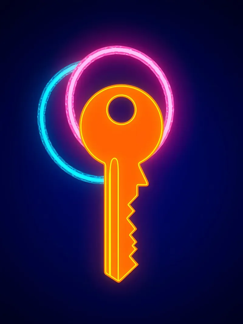 Neon Sleutel - Pop Art canvas met Baklijst van ColorCrash Gallery