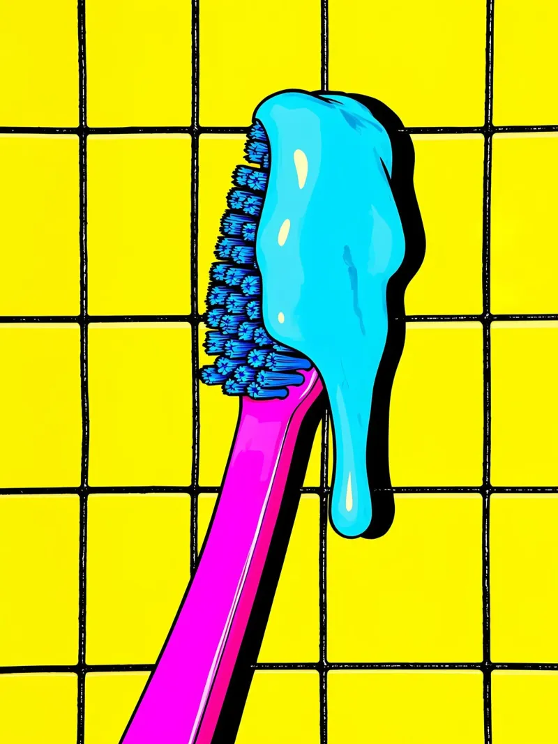 Toothbrush With Toothpaste - Pop Art canvas with Floater frame by ColorCrash Gallery