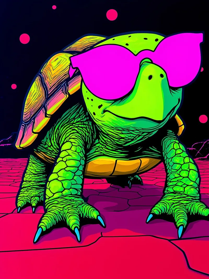 Tartaruga con occhiali - Pop Art pellicola backlit da ColorCrash Gallery