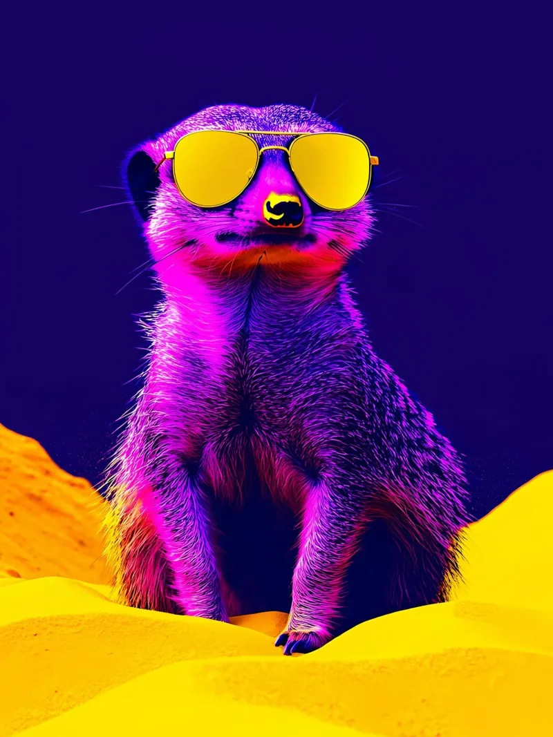 Meerkat in zonnebril - Pop Art poster met houten frame van ColorCrash Gallery