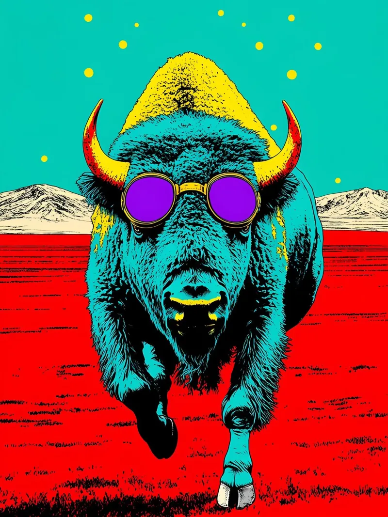 Buffalo - Pop Art pellicola backlit da ColorCrash Gallery