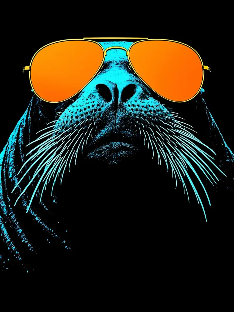 Sigillo con occhiali da sole - Pop Art pellicola backlit da ColorCrash Gallery