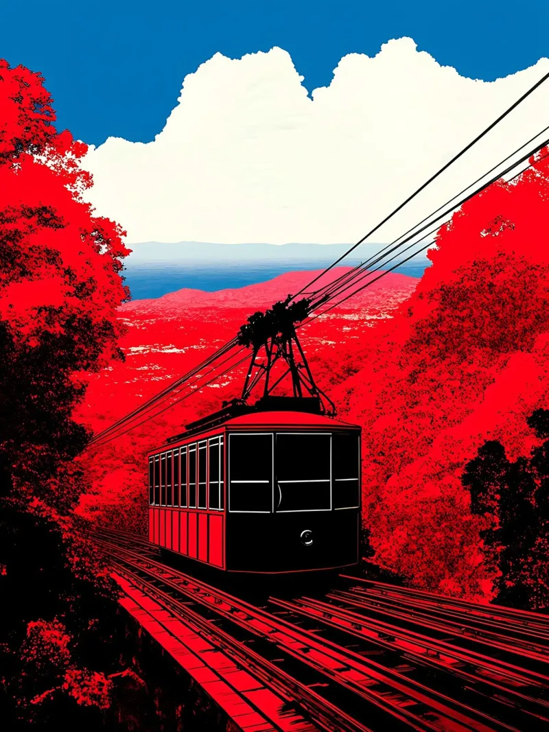 Cabinovia in montagna - Pop Art alluminio dibond da ColorCrash Gallery