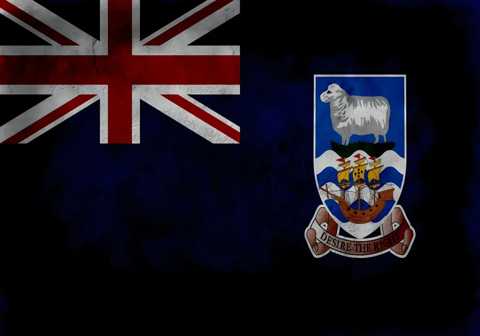 Bandiera d'epoca delle Isole Falkland tela con Cornice a cassetta da Joshua A Holmes