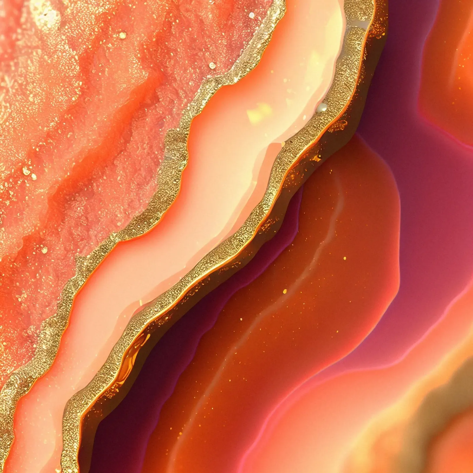 Agata rosa caldo e arancione poster con telaio in legno da Gemstone Textures