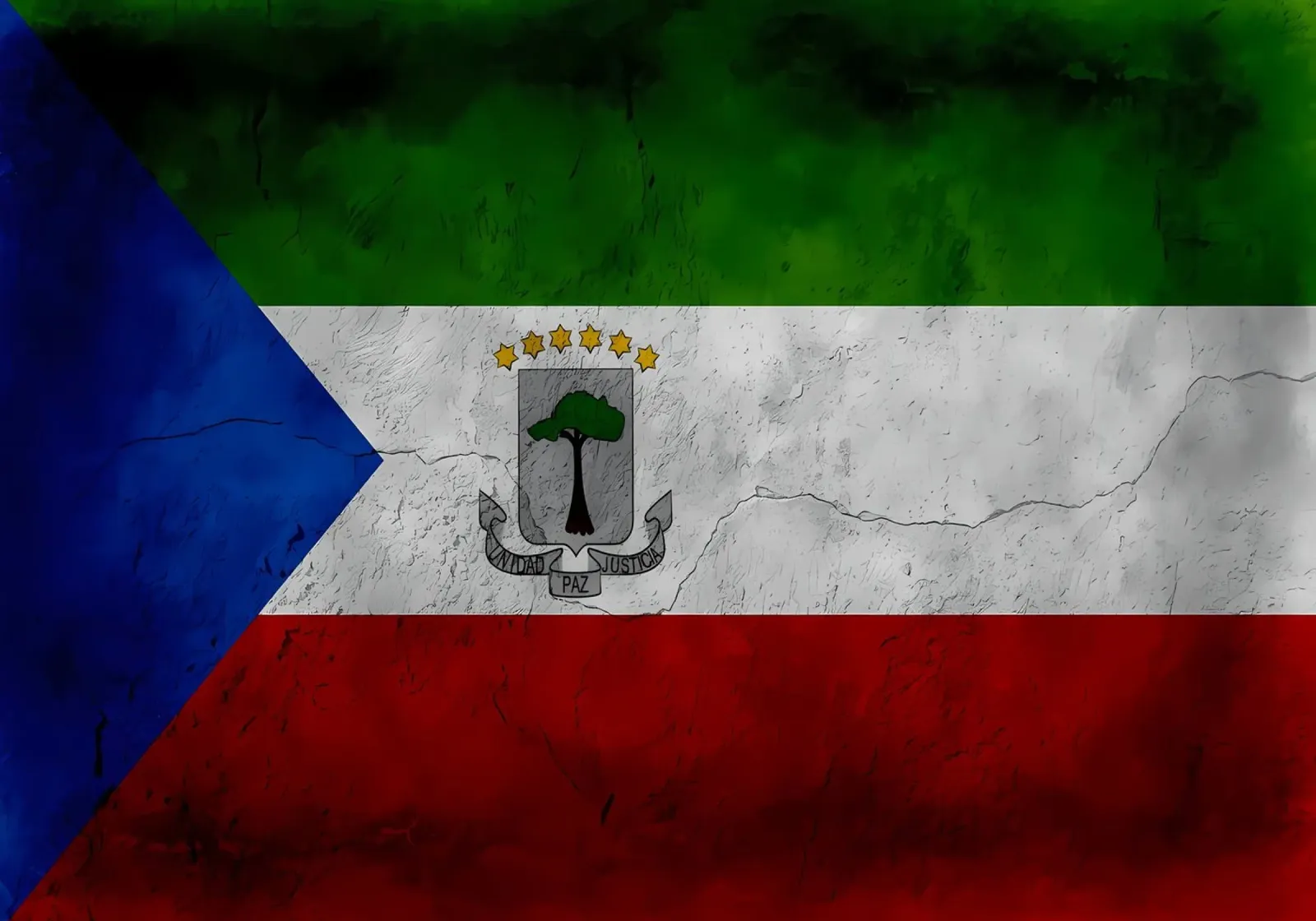 Equatorial Guinea vintage flag poster con telaio in legno da Joshua A Holmes