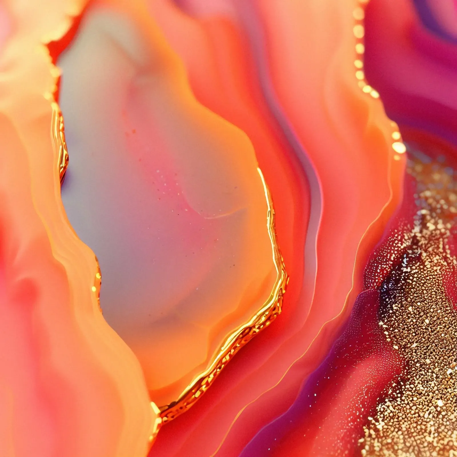 Agata rosa caldo e arancione poster con telaio in plastica da Gemstone Textures