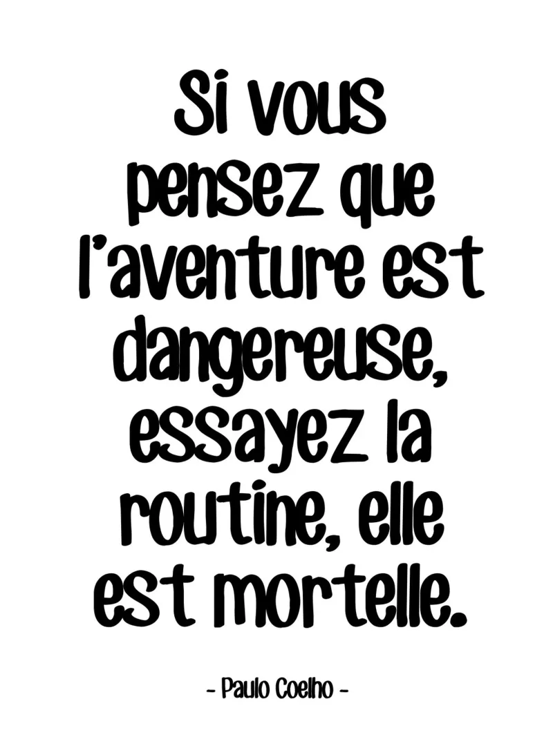 Citation Aventure di Paulo Coelho alluminio dibond da Wall of Words