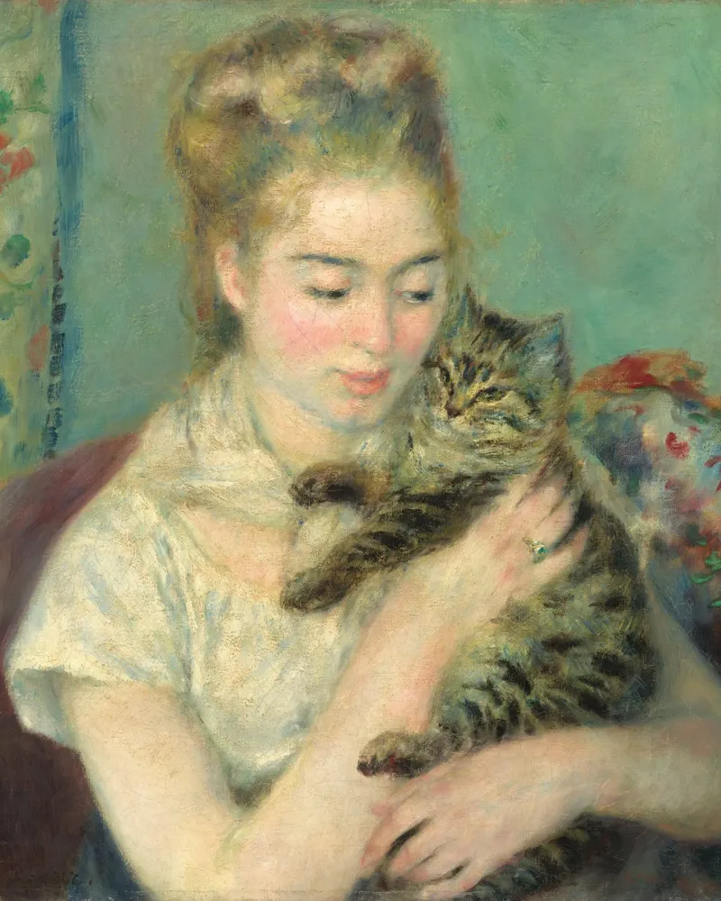 Pierre Auguste Renoir - donna con gatto pellicola backlit da Timeless Artworks