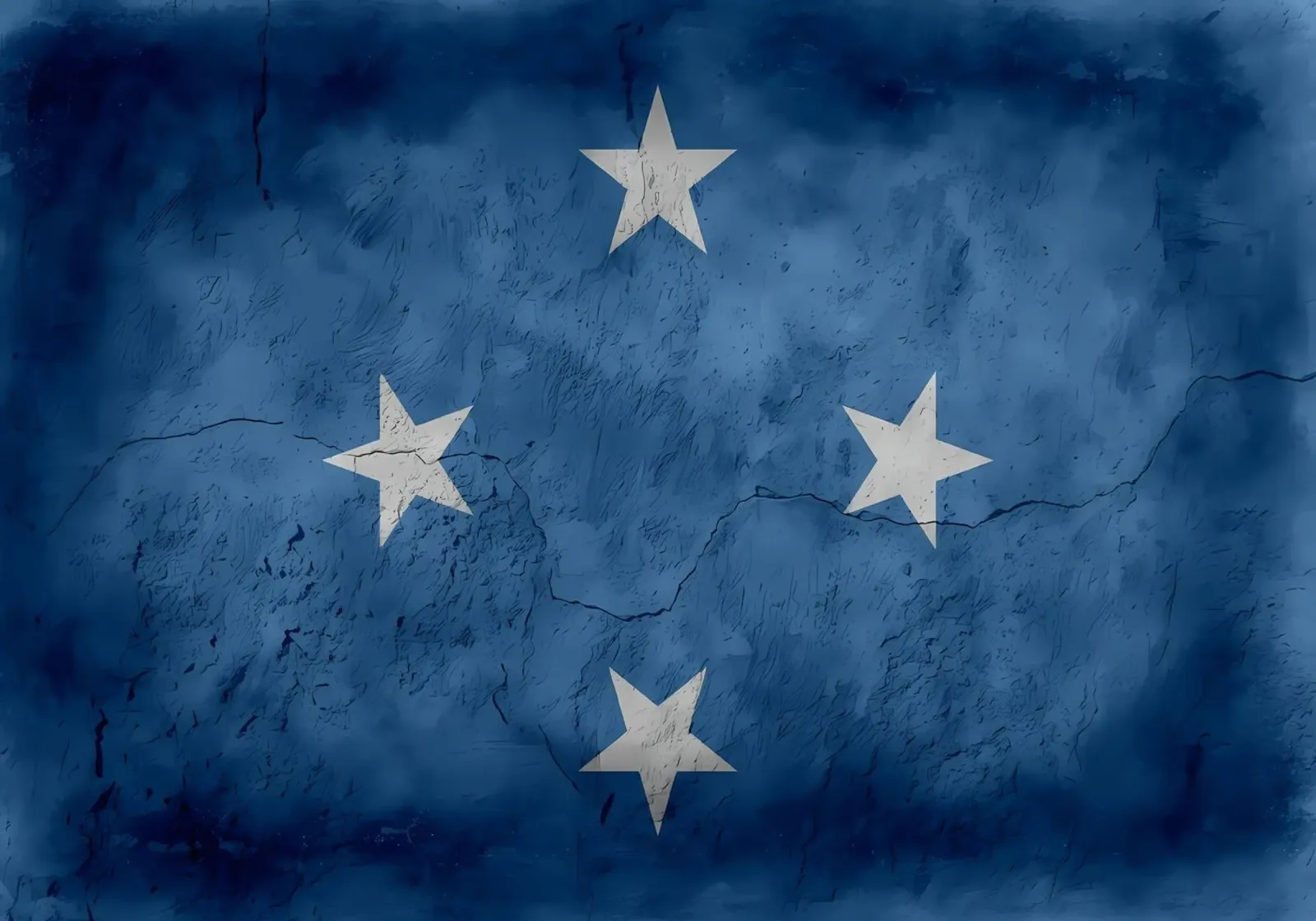 Bandiera d'epoca degli Stati Federati della Micronesia tela con Cornice a cassetta da Joshua A Holmes