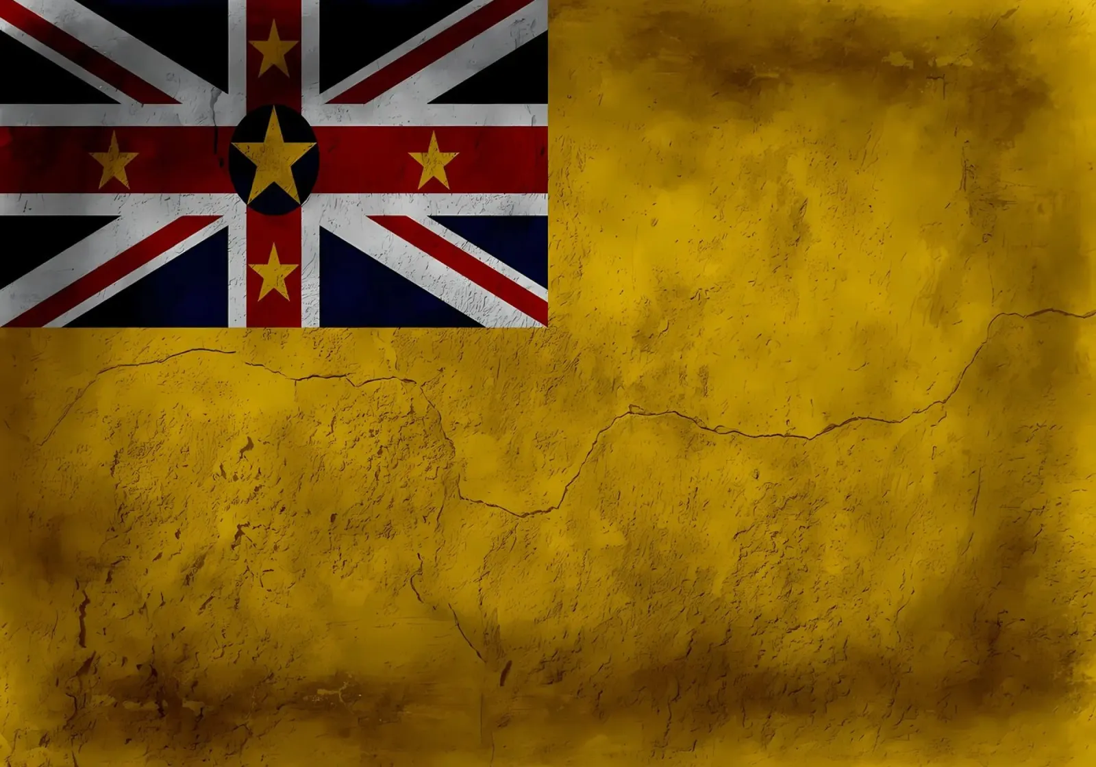 Bandiera vintage di Niue tela con Cornice a cassetta da Joshua A Holmes